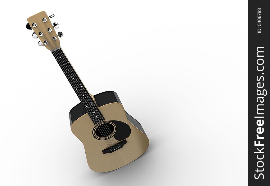 A classic guitar on white background - 3d render