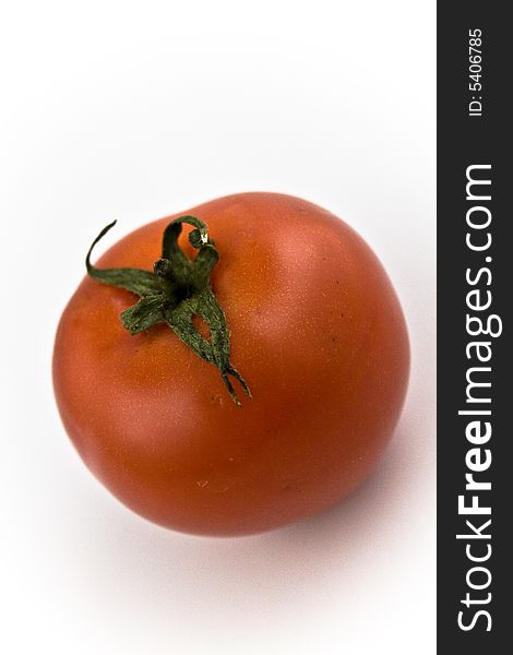 One red tomato close-up in studio