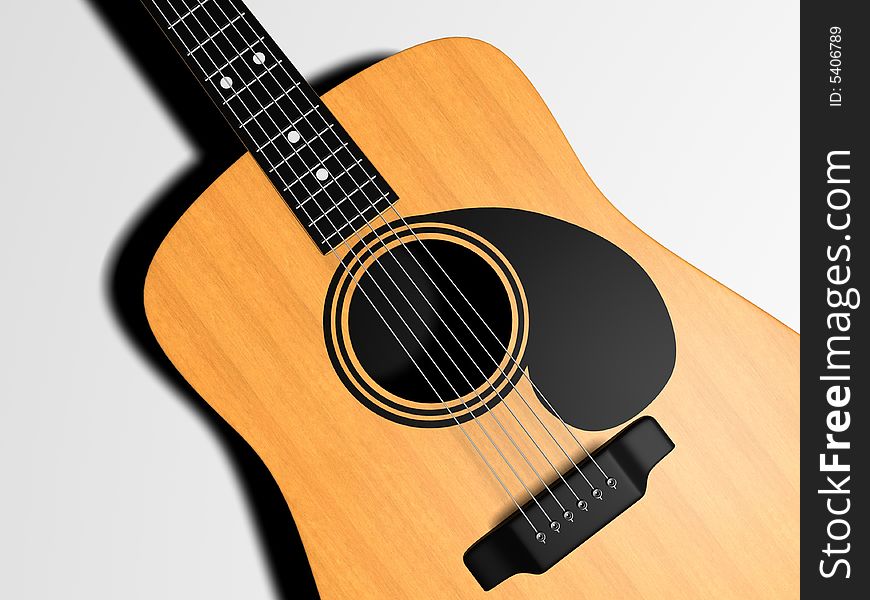 Close up of a classic guitar - 3d render