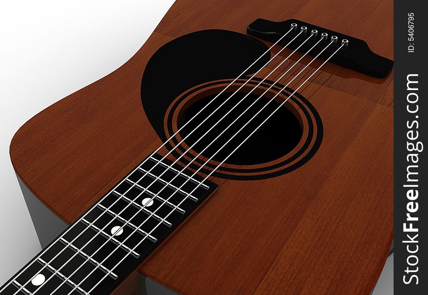 Close up of a classic guitar - rendered in 3d