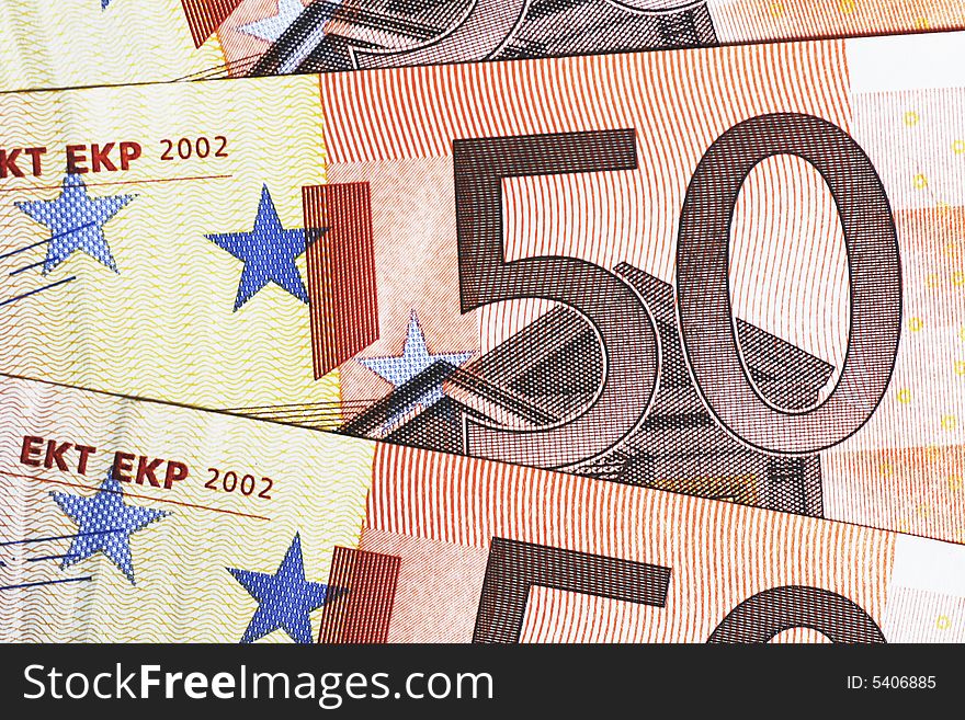 Money - Details Of 50 Euro Notes Laid Out As Fan. Money - Details Of 50 Euro Notes Laid Out As Fan