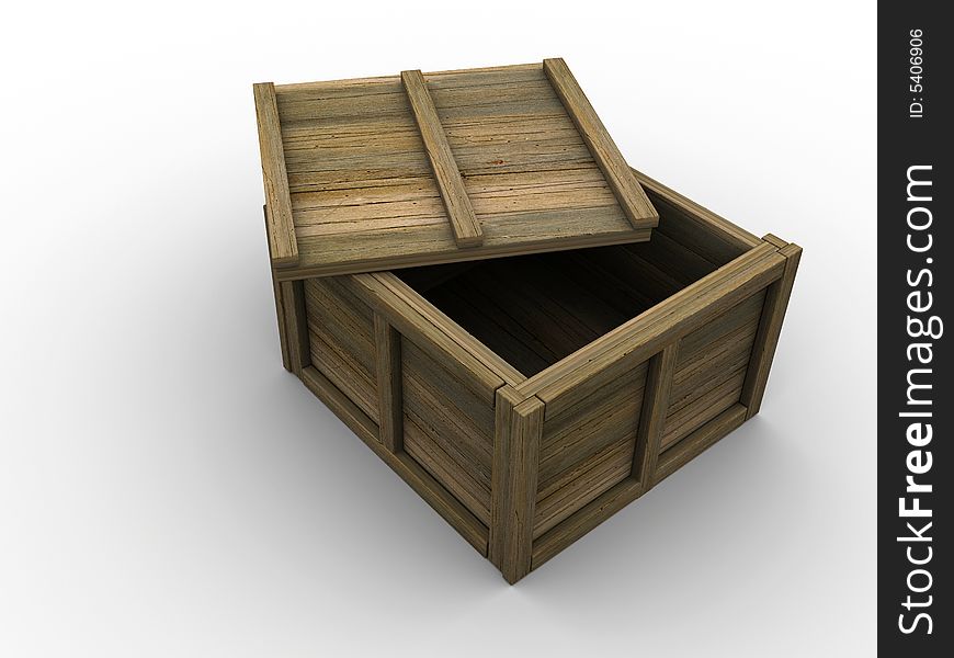 An empty chest on white background - 3d render
