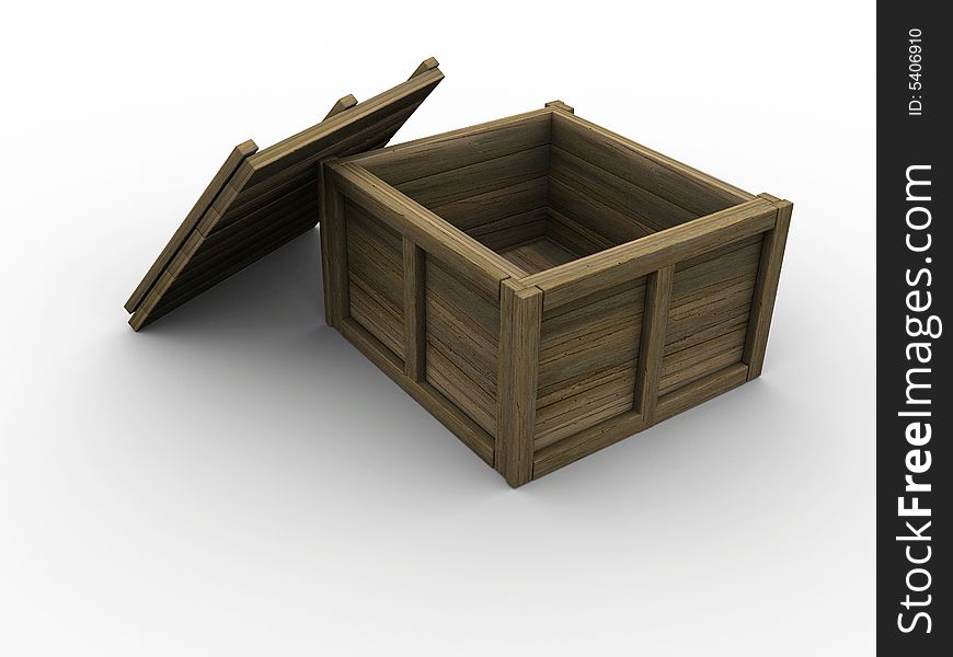 An empty chest on white background - 3d render