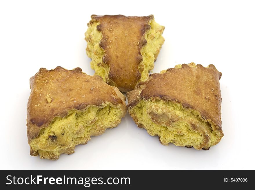 Tree cookies of the triangular form isolated on a white background