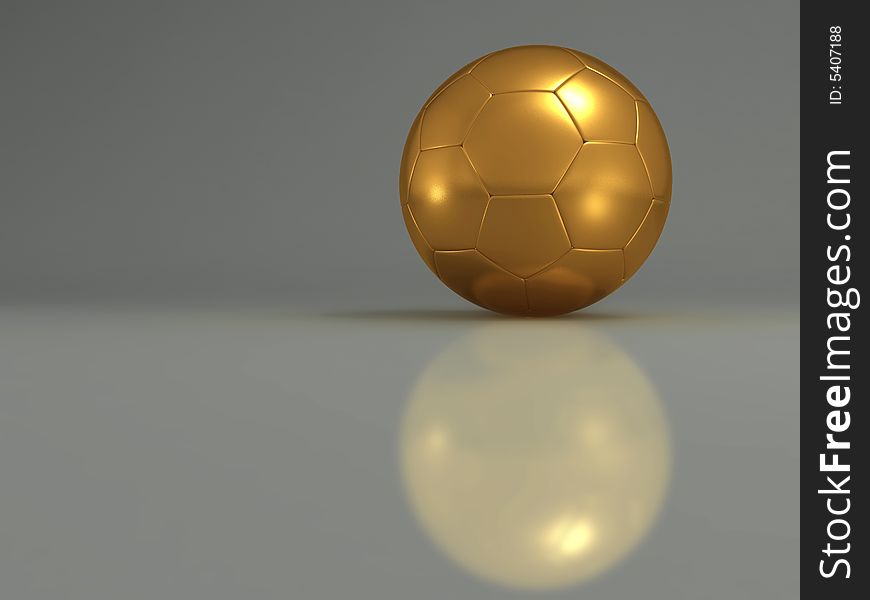 A golden ball on gray background - rendered in 3d