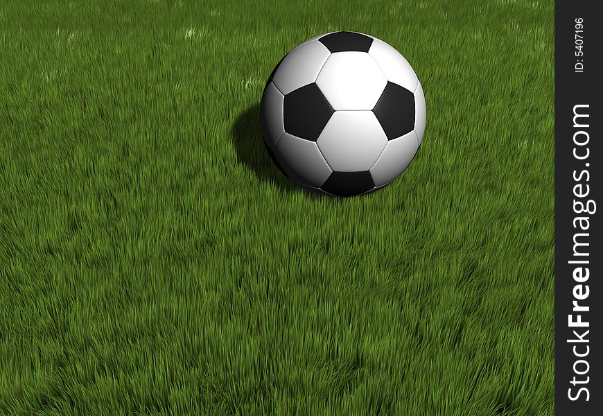 A soccer ball on grass - rendered in 3d