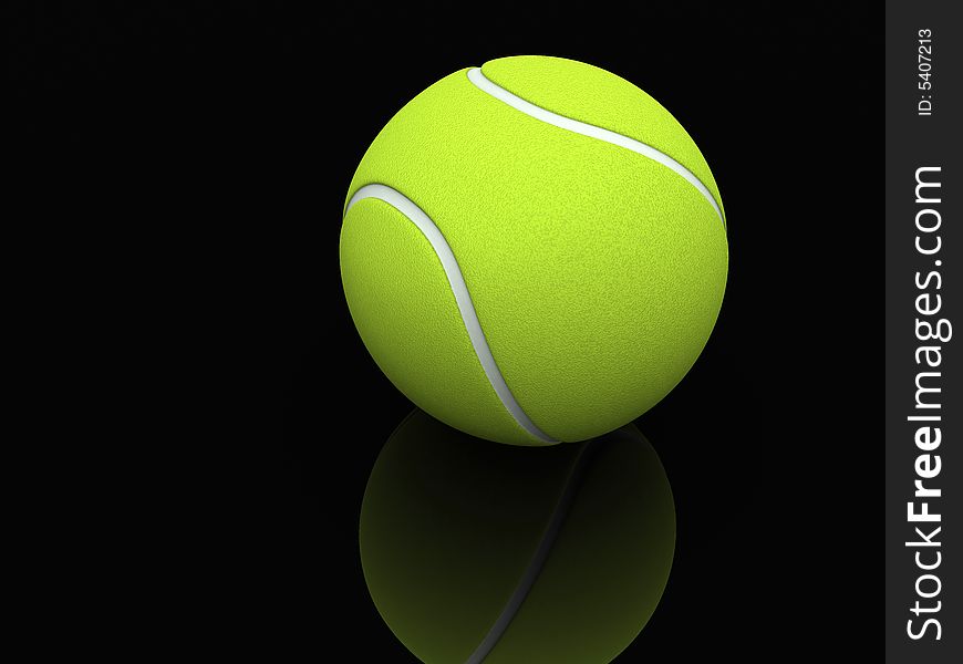 A lawn tennis ball on black background - 3d render