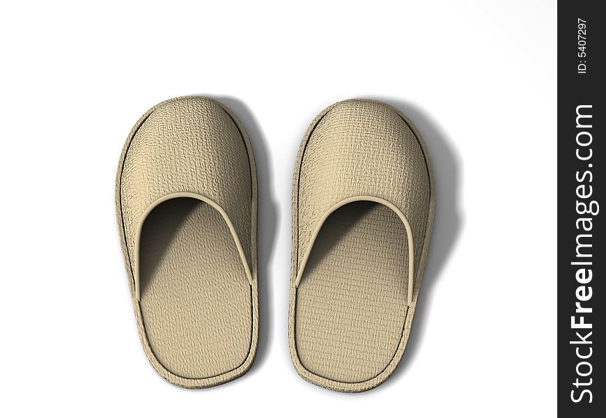 A pair of slippers on white - rendered in 3d