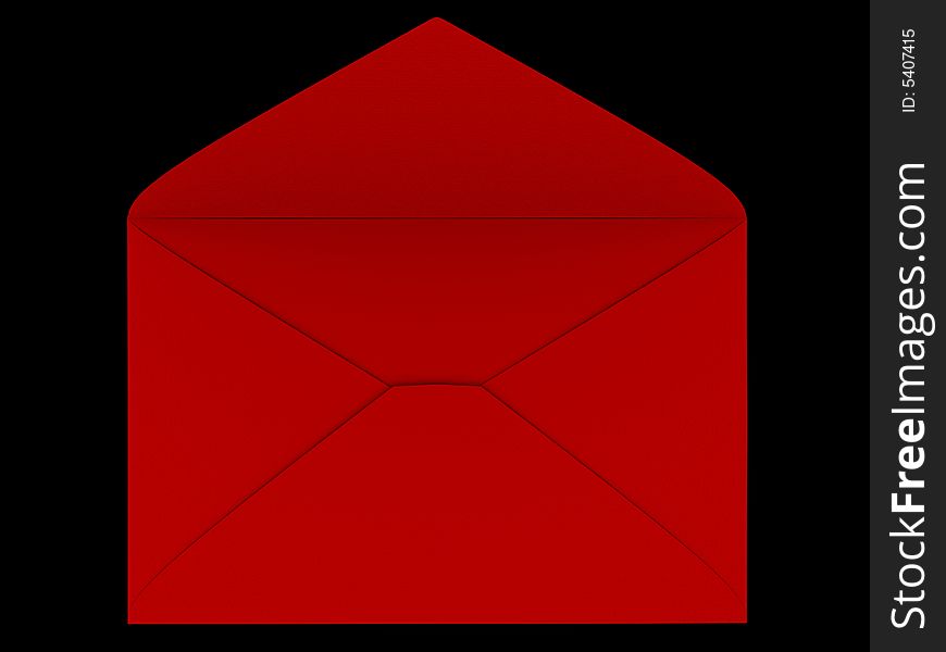 A red envelope isolated on black background - rendered in 3d