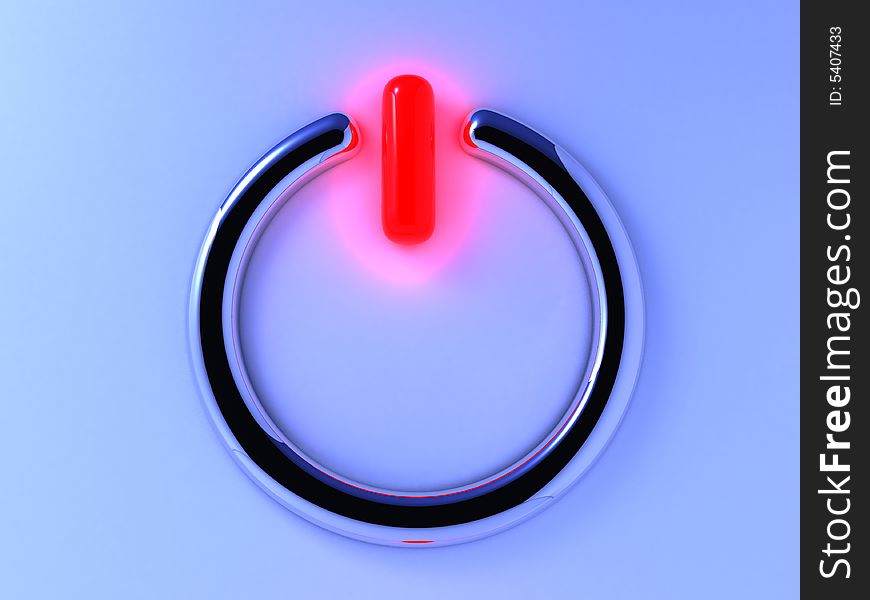 Close up of a power on symbol - rendered in 3d
