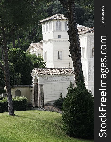 Italian Style Garden And Building, Vatican City, Rome, Italy. Italian Style Garden And Building, Vatican City, Rome, Italy