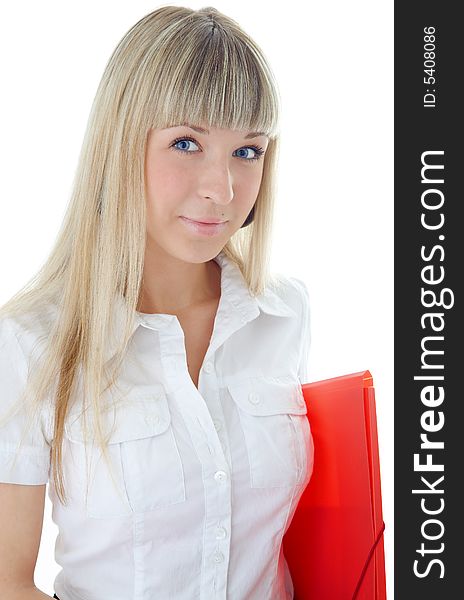 Business Woman With Folder For Document