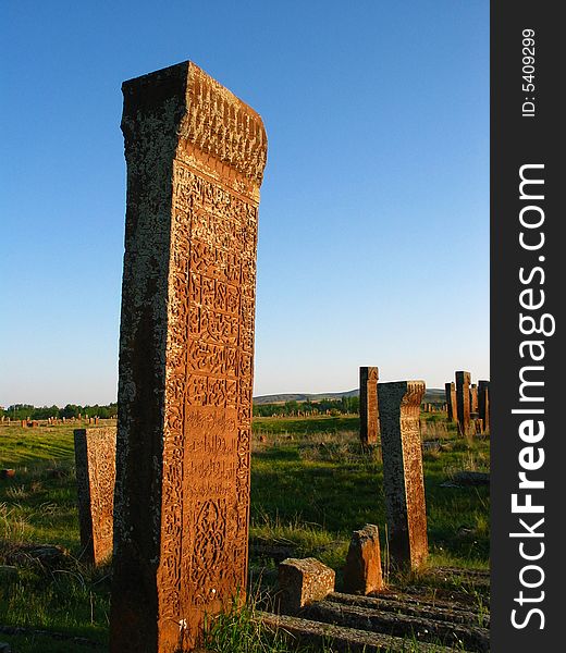 Ancient Turkish tombstone in Ahlat, Eastern Anatolia