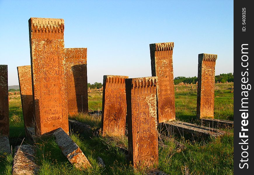 Ancient Turkish tombstones in Ahlat, Eastern Anatolia