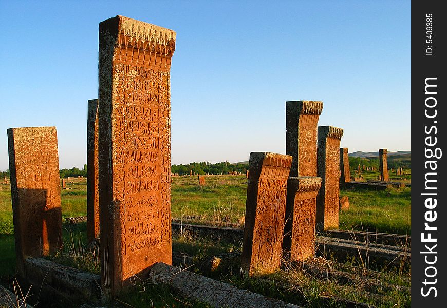 Ancient Turkish tombstones in Ahlat, Eastern Anatolia