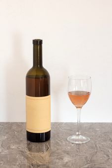 Bottle Of Wine And A Glass Stock Photography