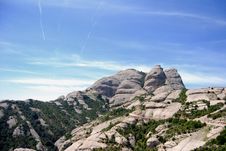 Landscape Of Montserrat Mountain, Catalonia Spain Stock Photos