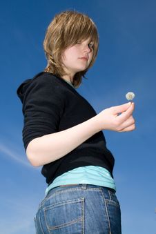 The Young Girl With A Dandelion Stock Images The Young Girl With A Dandelion Stock Images