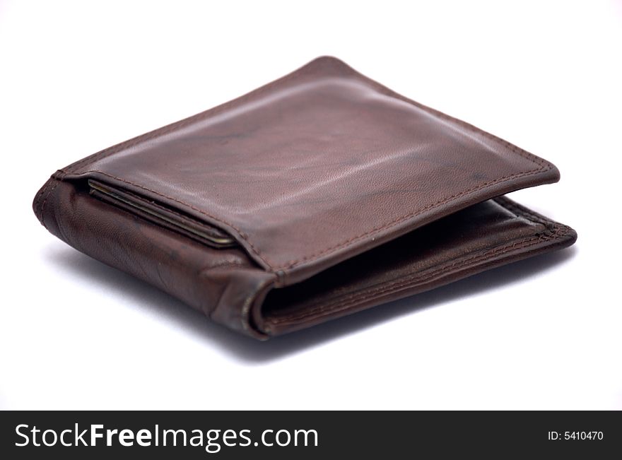 A photograph of a wallet with a white background