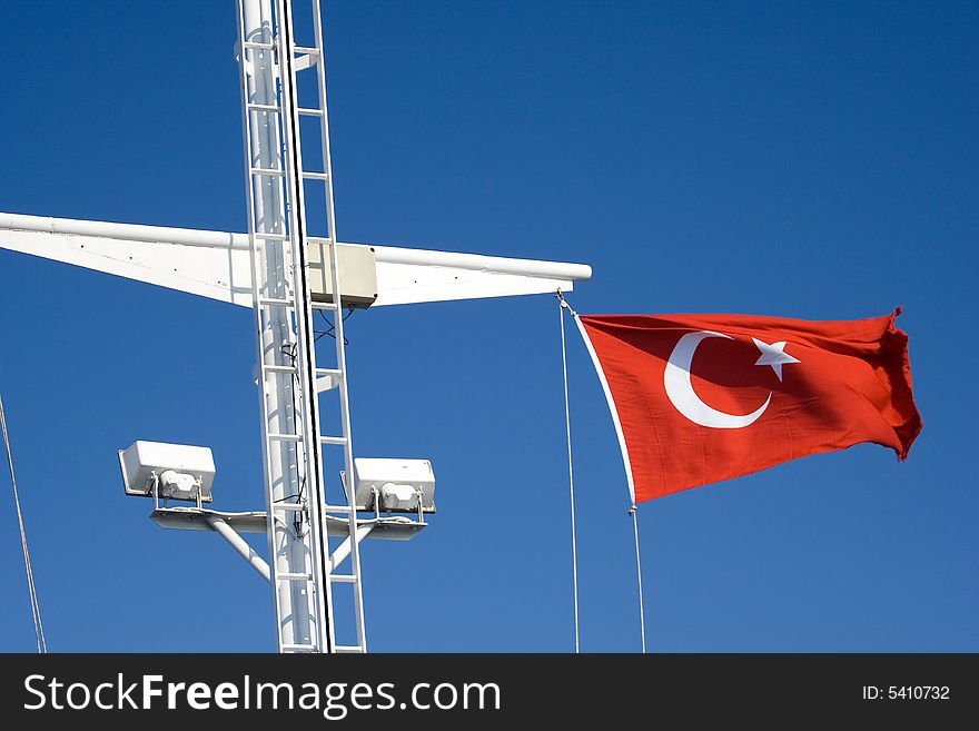 Photo series.Turkish flag in blue sky background. Photo series.Turkish flag in blue sky background.