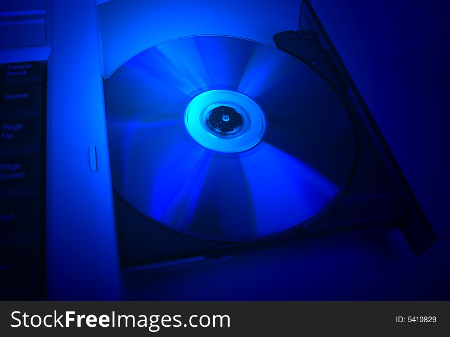 Disc drive cd-rom blue movie