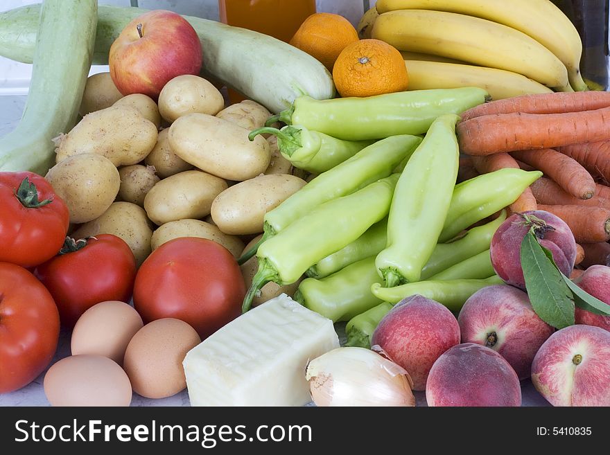 Fresh vegetables, fruits and other foodstuffs. Fresh vegetables, fruits and other foodstuffs