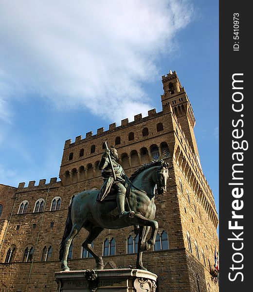 Palazzo Vecchio and Cosimo Dei Medici in Florence - Italy