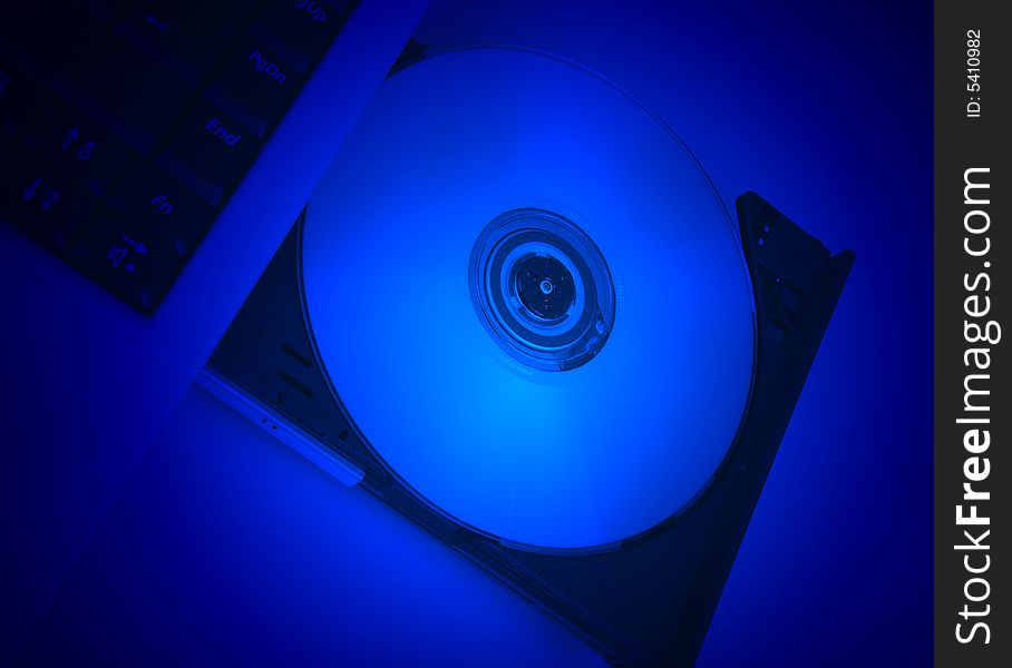 Disc drive cd-rom blue movie
