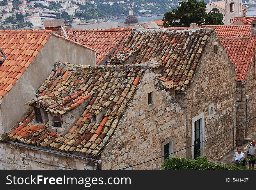 View to old town in Croatia, city Dubrownic