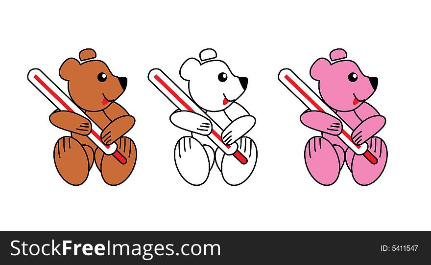 Three teddy-bears vector. Medical illustration.