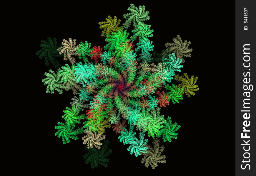 Green pattern. Abstract textured fractals. Background. Digital illustration.