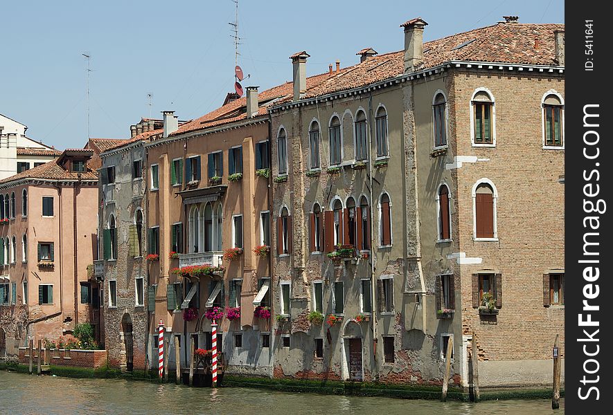 Italian balcony in city of venice
