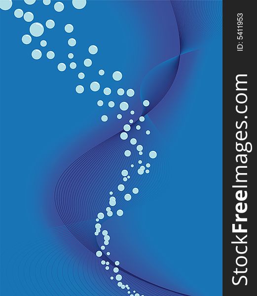Blue background illustration with curvy lines and bubbles. Blue background illustration with curvy lines and bubbles