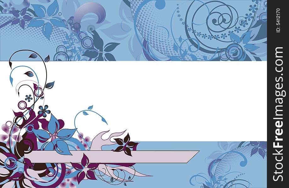 Blue transperrent floral frame, vector illustration, AI file included. Blue transperrent floral frame, vector illustration, AI file included