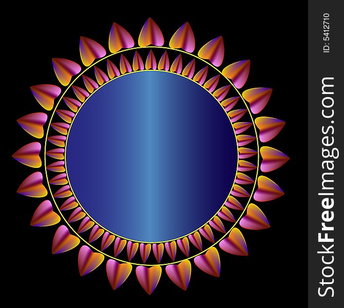 Many heart around the circle colored with yellow and rose and it has centre in gradient. Many heart around the circle colored with yellow and rose and it has centre in gradient.