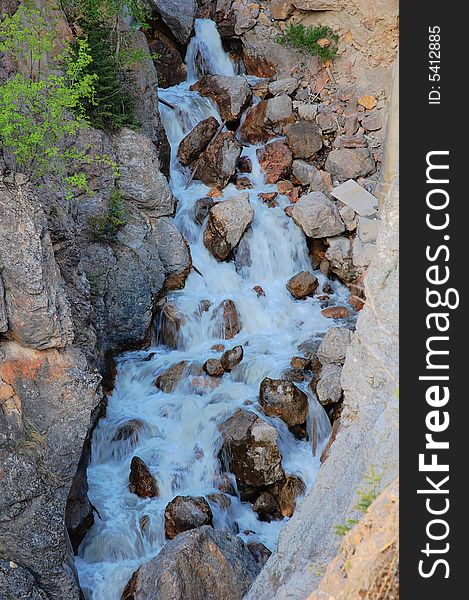 A mountain creek in kootenay national park, british columbia, canada