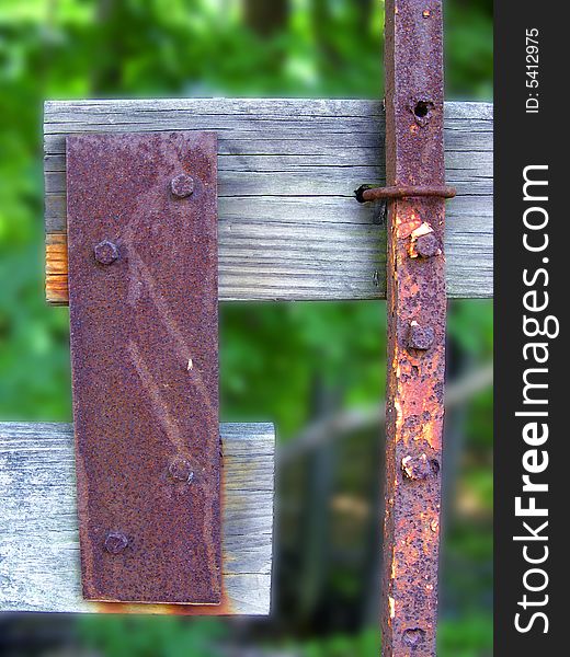 Rusted Old Fence Along Road
