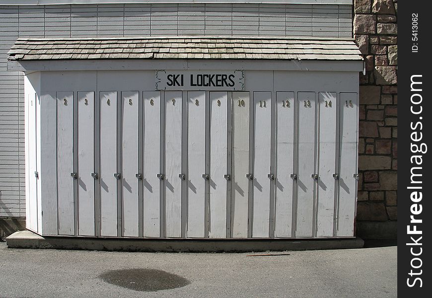 Ski lockers in a row
