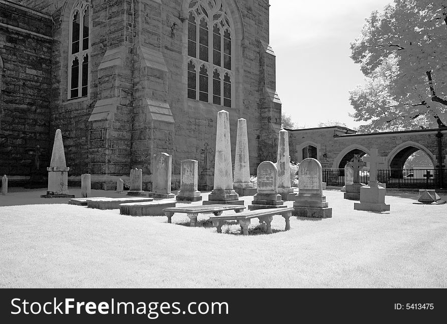 The infrared image of a church ground