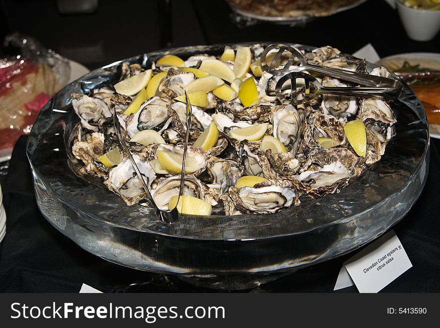 Bluff oysters on a platter