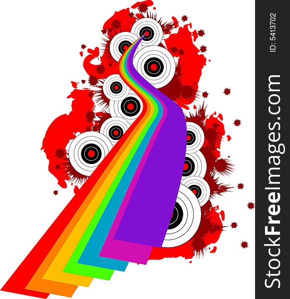 A vector illustration abstract background with rainbow, target and blood splash