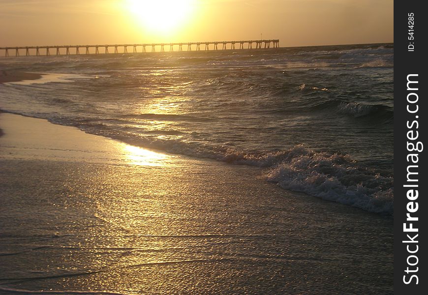 Pensacola beach at sunrise in March