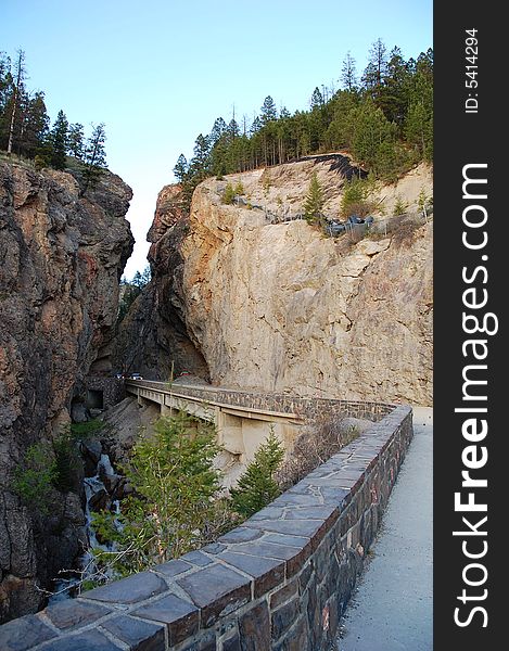 Road through canyon in rocky mountains, kootenay national park, british columbia, canada