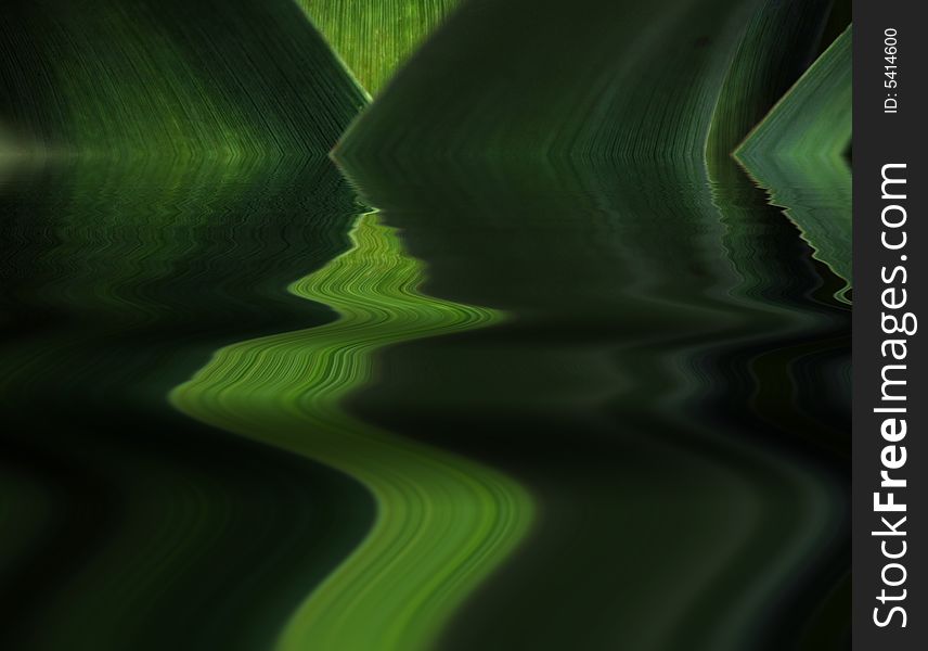 Simulated water reflection of green plant leaves. Simulated water reflection of green plant leaves