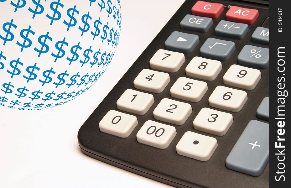 Close-up of office calculator with dollar abstract. Close-up of office calculator with dollar abstract