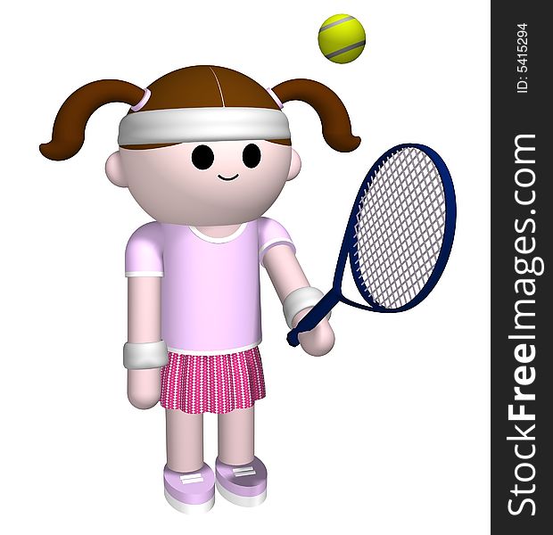 3D illustration of a girl playing tennis