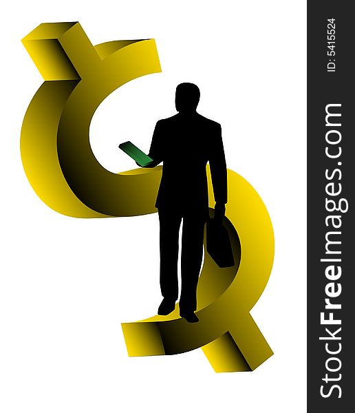 Illustration of businessman and dollar