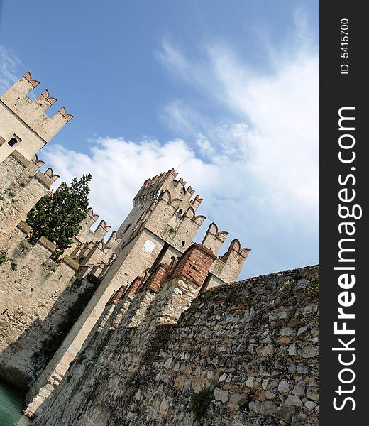 An original view of the walls of Sirmione Castle. An original view of the walls of Sirmione Castle