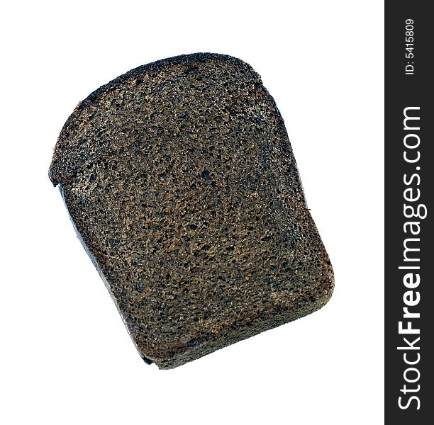 Slice of rye bread. Isolated on white.