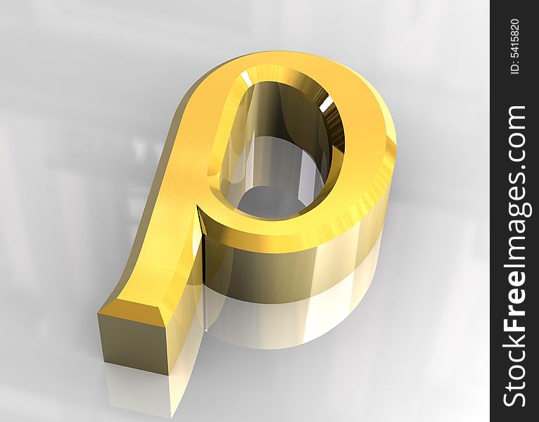 Rho Symbol In Gold (3d)